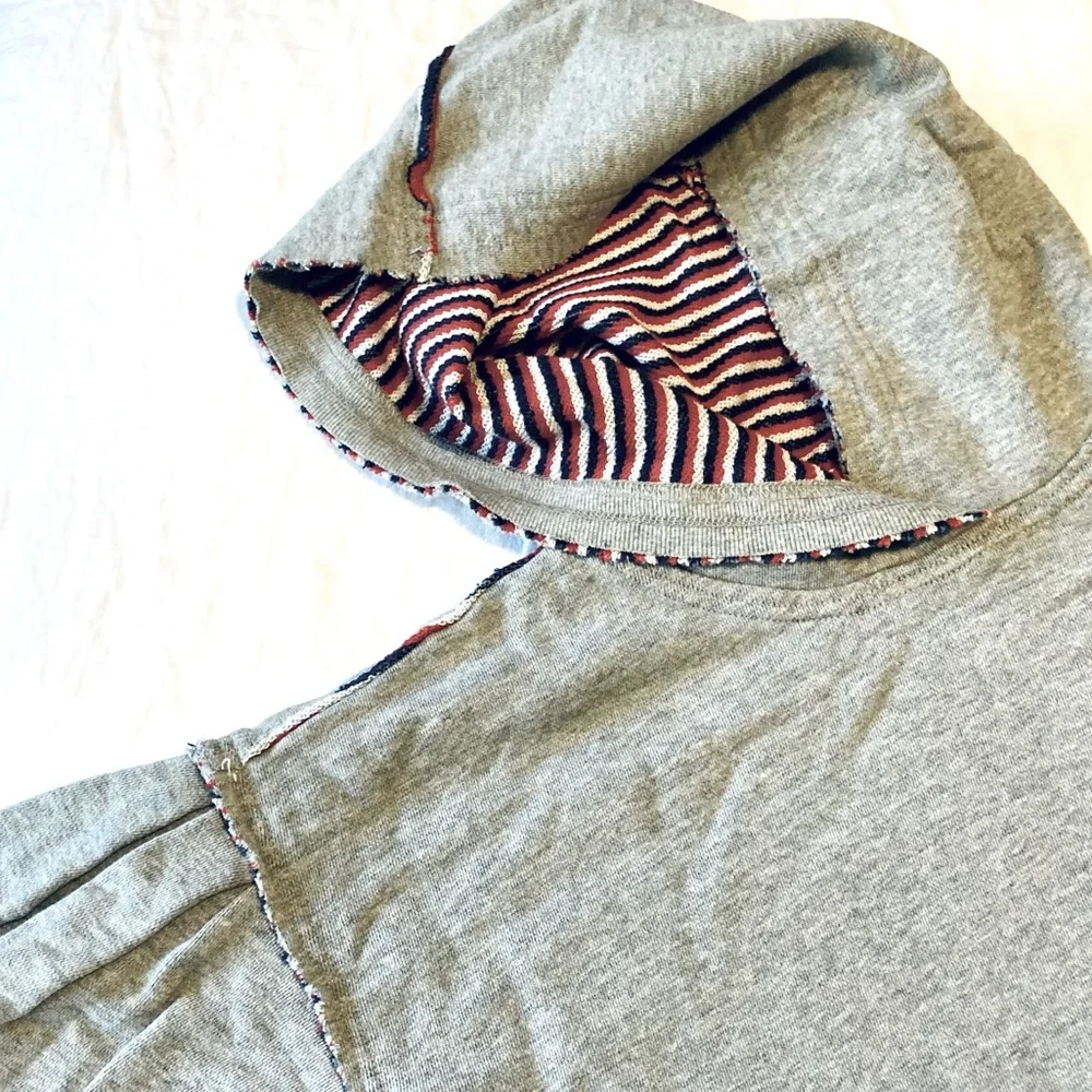 Free People Gray Balloon-Sleeve Hoodie Sweater - Picture 11 of 16
